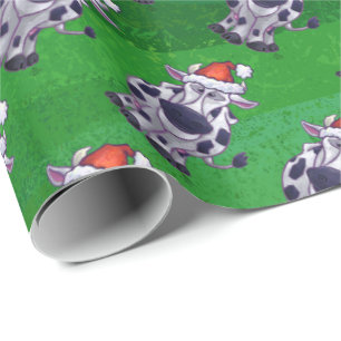 Papel De Presente Vaca De Natal Em Verde