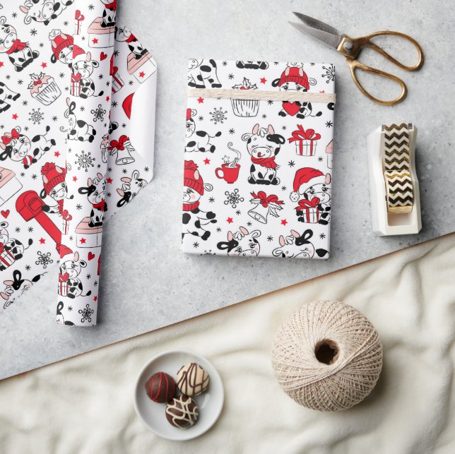 Papel De Presente Vaca de Natal Fofa Touro (Artesanato)