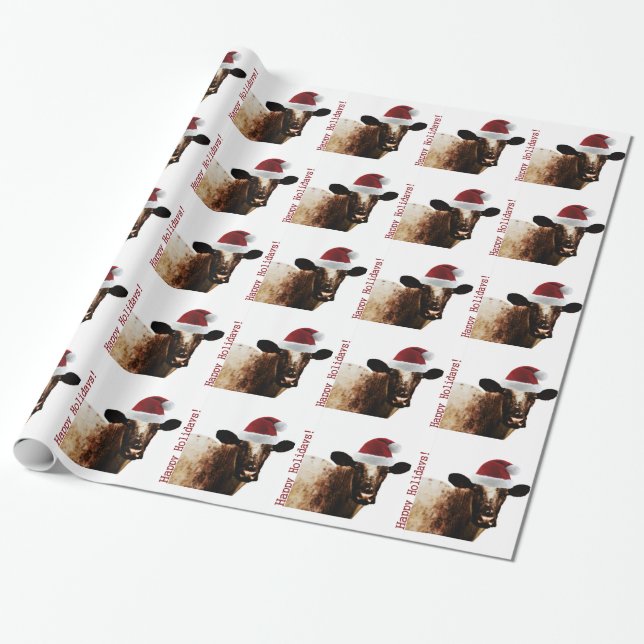 Papel De Presente Vaca do feriado (Desenrolado)