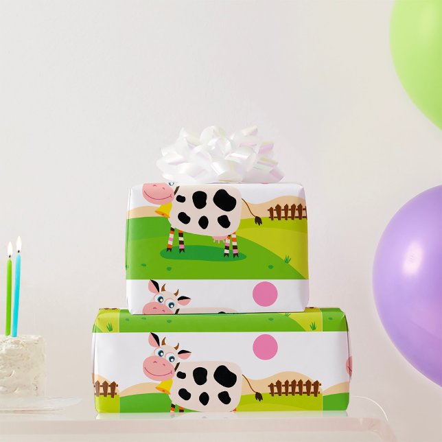 Papel De Presente Vaca Em Um Papel De Moldagem De Campo (Criador carregado)