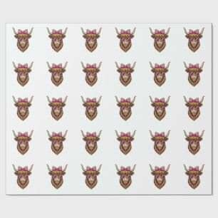 Papel De Presente Vaca Fofa das Terras Altas com Óculos de Coração R