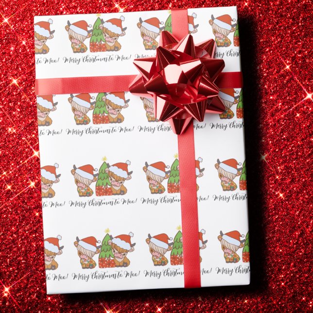 Papel De Presente Vaca Highland Felry Christmas para Moo Gift (Criador carregado)