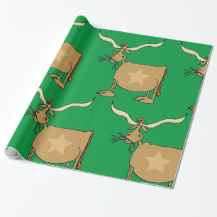 Papel De Presente Vaca Longhorn do Texas com Estrela