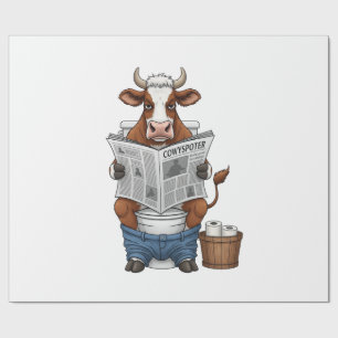 Papel De Presente Vaca no vaso sanitário PNG, Animal de fazenda engr