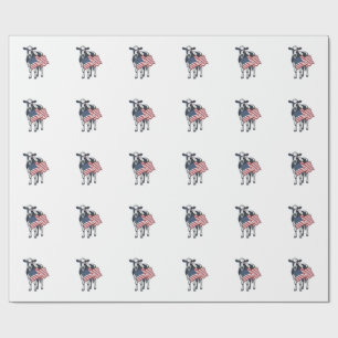 Papel De Presente Vaca Patriótica Bandeira Americana Desenho de Grav