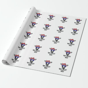 Papel De Presente Vaca Patriótica Branca Vermelha e Moo Quarto de ju