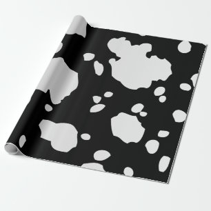 Papel De Presente Vaca Preta E Branca Mancha Impressão Animal