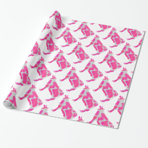 Papel De Presente Vaca Silhueta Rosa e Branco