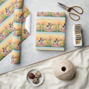 Papel De Presente Vaca Tocando um Banjo em uma Manta