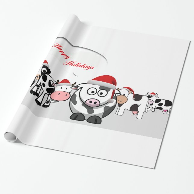Papel De Presente Vacas bonitos do Natal boas festas (Desenrolado)