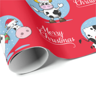 Papel De Presente Vacas de Papai noel do Natal Ocidental