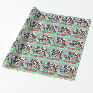 Papel De Presente Vacas Fazendo Creme Pesado Cartoon Engraçado