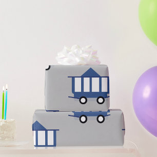 Papel De Presente Vagão Ferroviário do Icon do Carro Azul