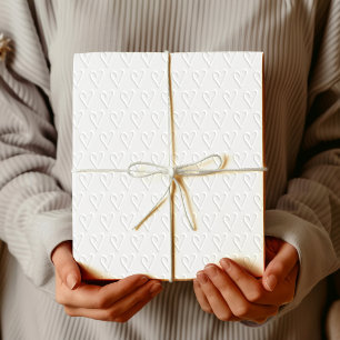 Papel De Presente Valentine Branco Elegante Textura de Coração