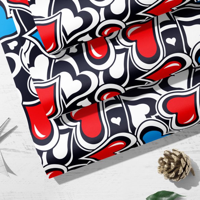 Papel De Presente Valentine Crazy Hearts  | Valentine Gift Wrap (Criador carregado)