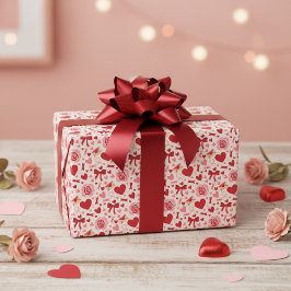 Papel De Presente Valentine Hearts and Bows