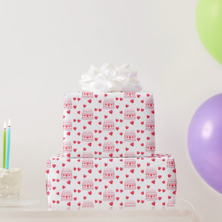 Papel De Presente Valentine's Day Birthday Cake Pattern