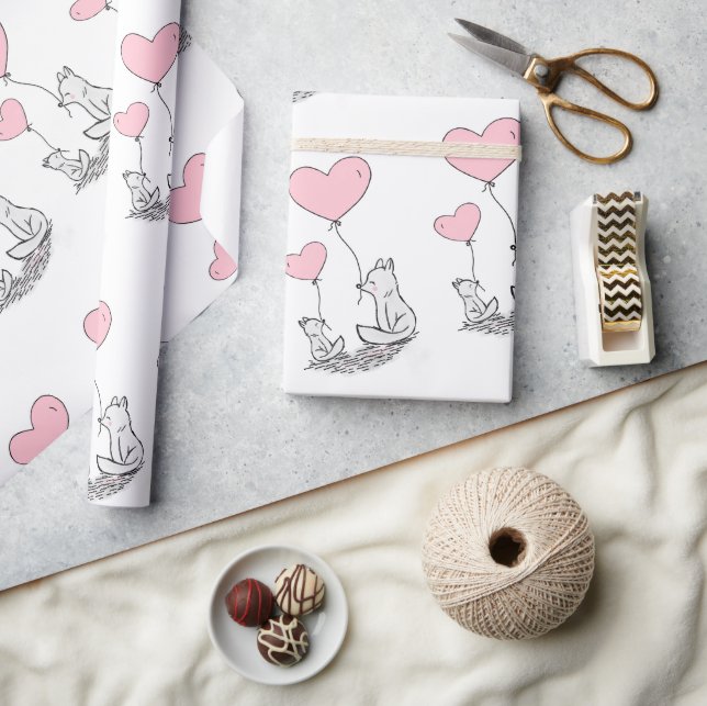 Papel De Presente Valentine's Day Wrapping Paper Foxy Pink  Hearts (Artesanato)
