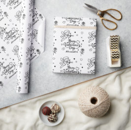 Papel De Presente Valentines Querubim & Doodle Personalizado