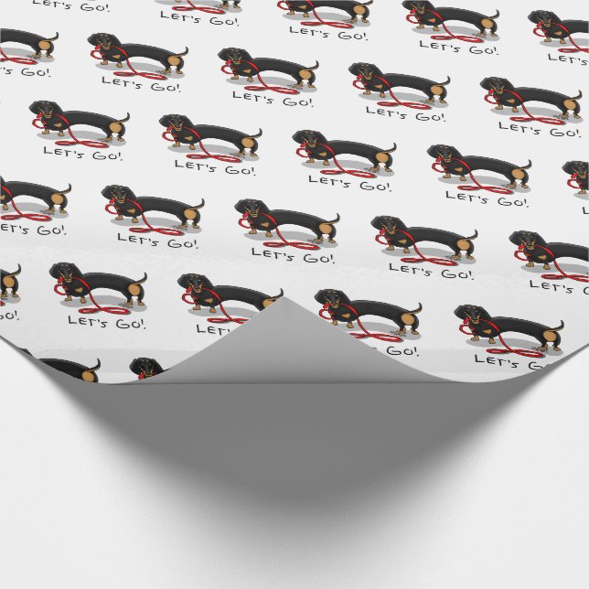 Papel De Presente Vamos! Cachorro (preto e bronzeado) Engraçado (Ponta)