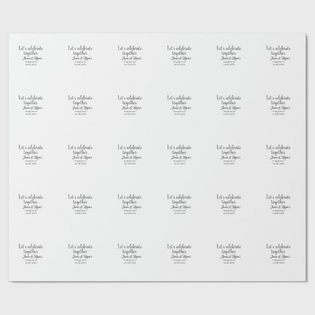 Papel De Presente Vamos celebrar juntos festa de noivado nome data (Aberto)