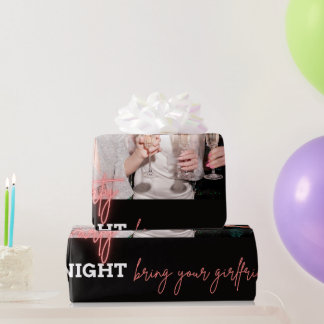 Papel De Presente Vamos Festejar Traga as Amigas do Aniversário Wrap