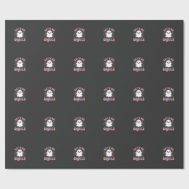 Papel De Presente Vamos Lá Espíritos Fantasmas de Halloween Fofo Des (Aberto)