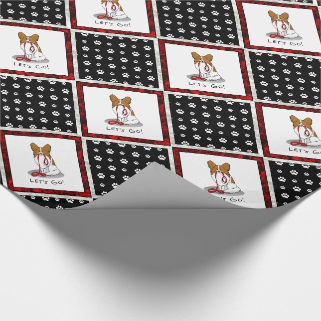 Papel De Presente Vamos! Papillon (branco e vermelho) (Ponta)
