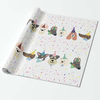 Papel De Presente Vamos Pawty, Cães de Festa Confetti Aniversário