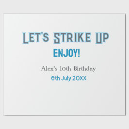 Papel De Presente Vamos sobe cinza azul feliz nome de 10 anos