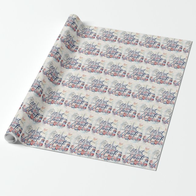 Papel De Presente Vamos Tema Náutico Obter Nauti (Desenrolado)