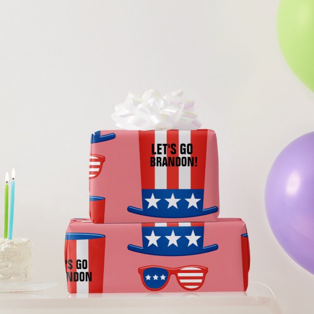 PAPEL DE PRESENTE VAMOS VÁ BRANDON! PATRIÓTICO DE EMBALAGEM (Presentes para festas)