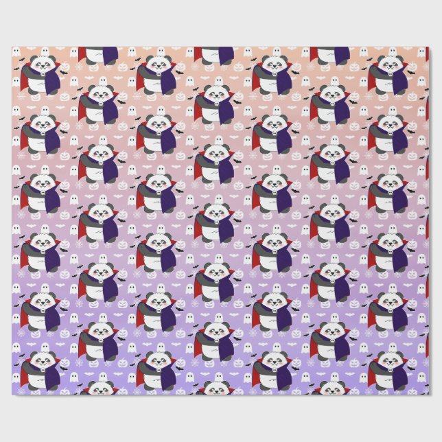 Papel De Presente Vampiro do Bebê Cute do Halloween Panda Dracula (Aberto)