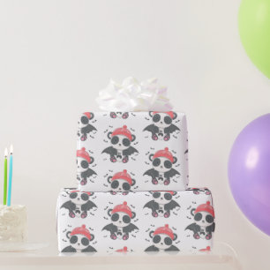 Papel De Presente Vampiro Panda Bonito Morcegos Fantasma Branco Hall