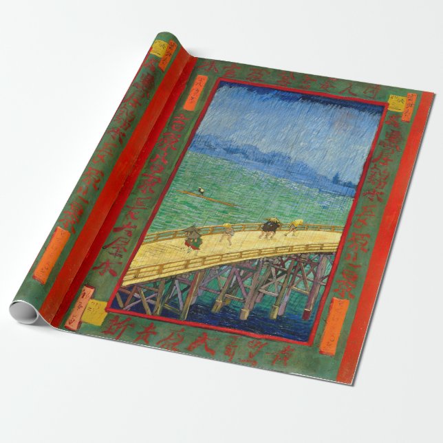 Papel De Presente Van Gogh A Ponte na Chuva segundo Hiroshige (Desenrolado)