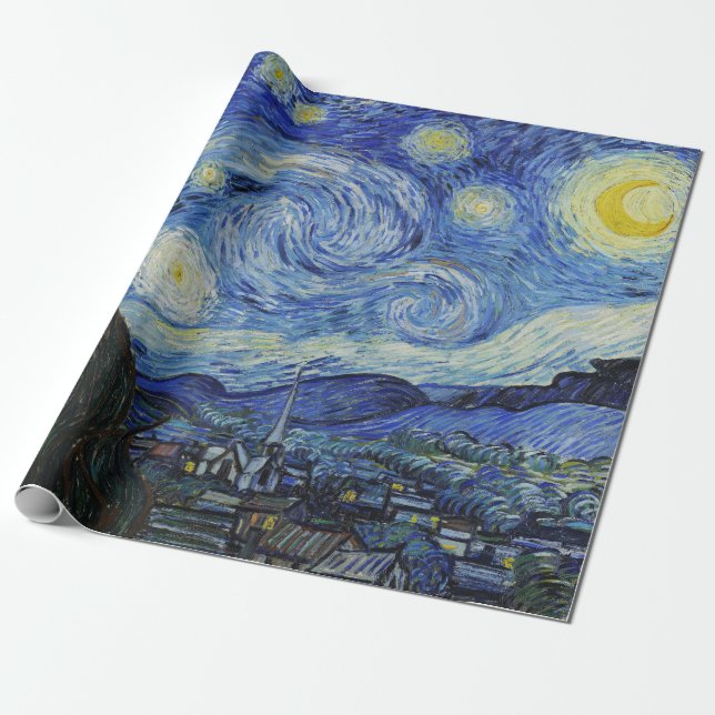 Papel De Presente Van Gogh Starry Night Painting (Desenrolado)