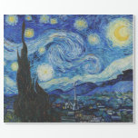 PAPEL DE PRESENTE VAN GOGH STARRY NOTURNA DECOUPAGE<br><div class="desc">Uma das pinturas mais famosas do mundo,  completada por Van Gogh da vista do lado de fora de sua janela no hospital psiquiátrico onde ele ficou.</div>