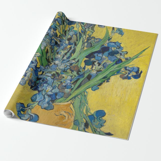 Papel De Presente Van Gogh Vase com Impressionismo Clássico Irrisso (Desenrolado)