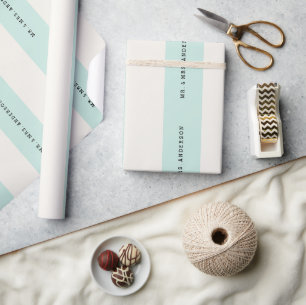 Papel De Presente Vanilla & Mint Listras Pré-Nupciais Nome Personali
