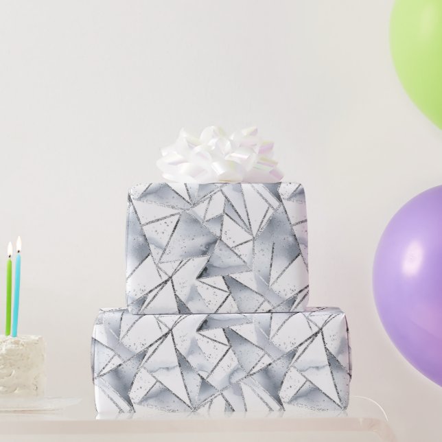 Papel De Presente Vanilla Silver Confetti Aniversário (Presentes para festas)