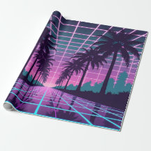 Vaporwave 80s Neon Grid Synthwave Poster