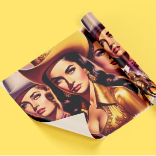 Papel De Presente Vaqueiras Lindas Retro