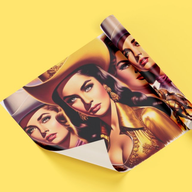Papel De Presente Vaqueiras Lindas Retro (Criador carregado)