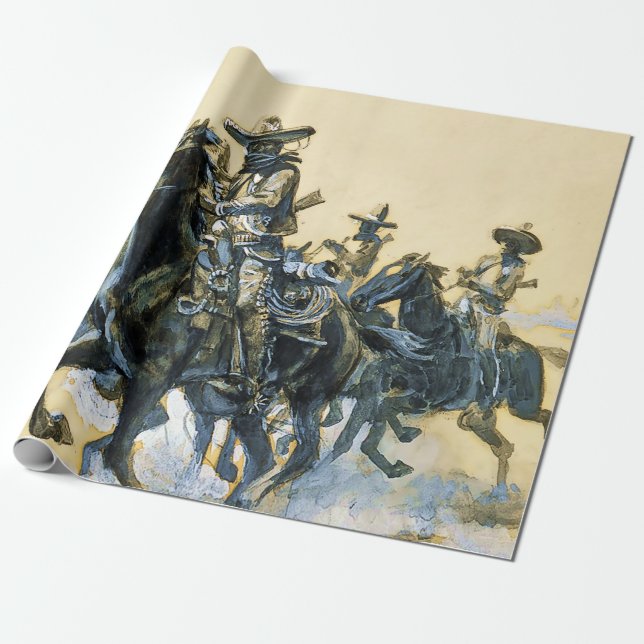 Papel De Presente "Vaqueros" Arte Ocidental de Charles M Russell (Desenrolado)