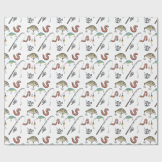 Papel De Presente Varetas de pescador, carretéis e iscas