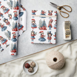 Papel De Presente Várias Dolls White Christmas