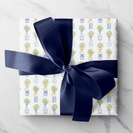 Papel De Presente Variável de Árvore Laranja de Quarela