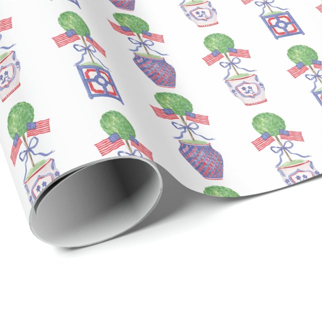 Papel De Presente Variável de Sinalizador Patriótico Americano de Aq (Ponta do rolo)