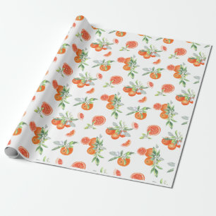 Papel De Presente Variedades de Citros, Folhas e Flores