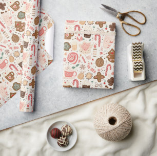 Papel De Presente Vários doces e doces de Natal
